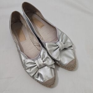 Vidorreta Silver Bow Espadrille Flats 41
